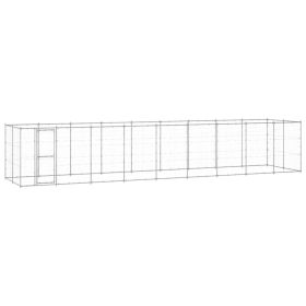 Outdoor Dog Kennel Galvanized Steel 234.4 ft² (Color: Silver)