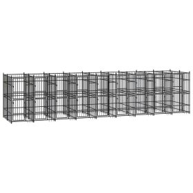 Outdoor Dog Kennel Steel 178.6 ft² (Color: Black)