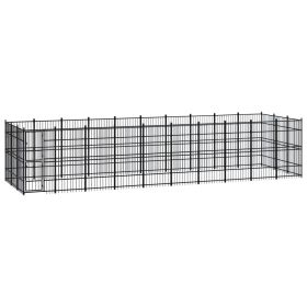 Outdoor Dog Kennel Steel 297.6 ft² (Color: Black)