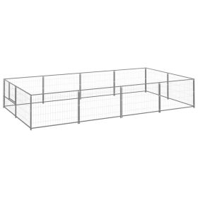 Dog Kennel Silver 86.1 ft² Steel (Color: Silver)