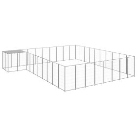 Dog Kennel Silver 273.5 ft² Steel (Color: Silver)