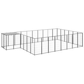 Dog Kennel Black 169.3 ft² Steel (Color: Black)