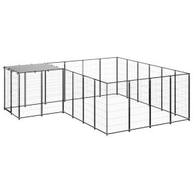 Dog Kennel Black 91.2 ft² Steel (Color: Black)