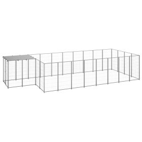 Dog Kennel Silver 117.2 ft² Steel (Color: Silver)