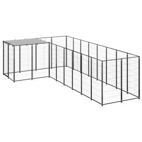 Dog Kennel Black 65.1 ft² Steel (Color: Black)