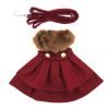 Wool Fur-Trimmed Dog Harness Coat - Burgundy